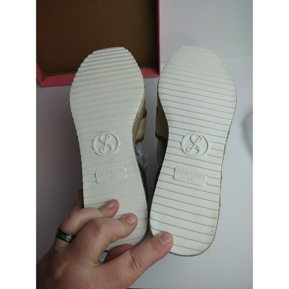 Sam & Libby Women's Corrinne Wedge Sandal, US 10 natural toffee strap criss cros - Picture 6 of 12